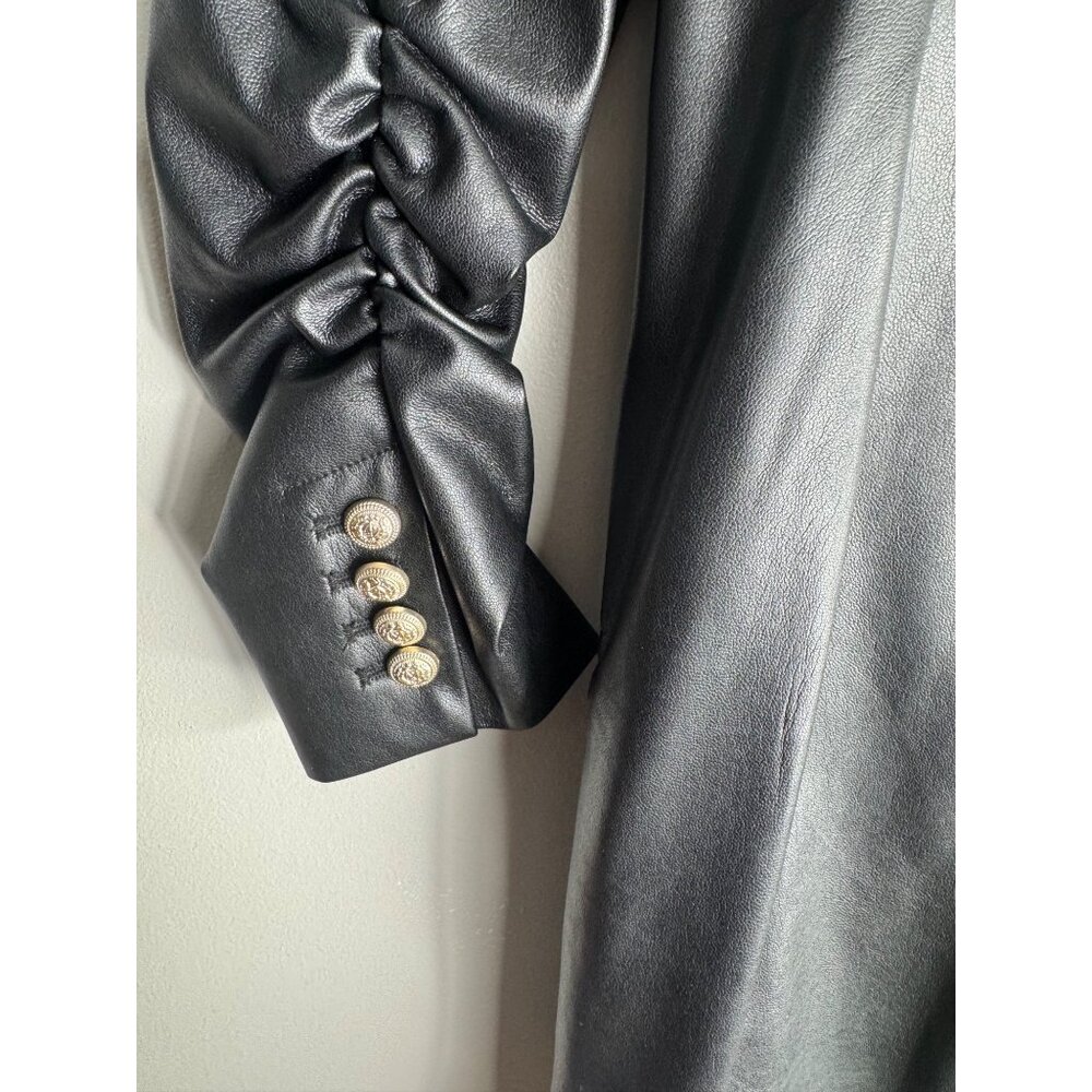 Generation Love Nala Faux Leather Blazer Dress Gold Buttons Size XXS 2XS New - Picture 7 of 7